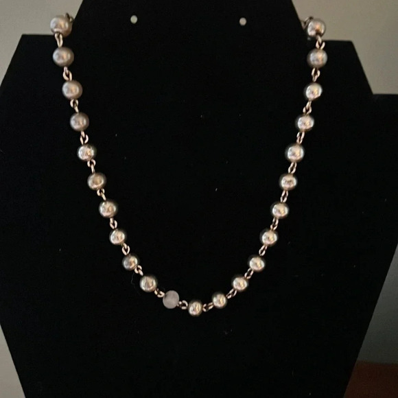 Vintage Gold & clear small beaded necklace with fish hook. Closure 15” - Picture 1 of 5